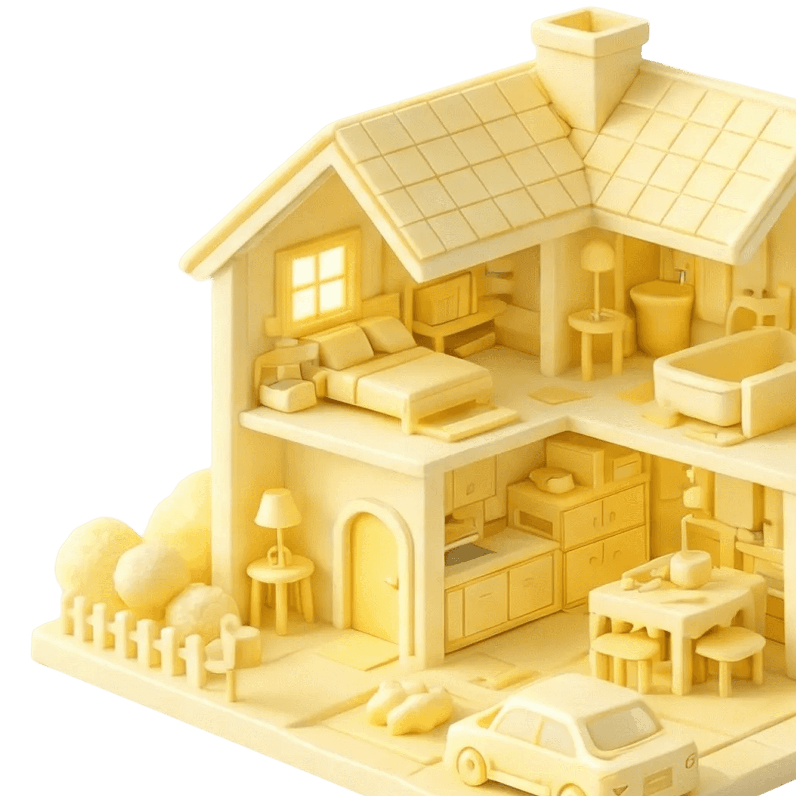 Golden cutaway house for first-time buyers