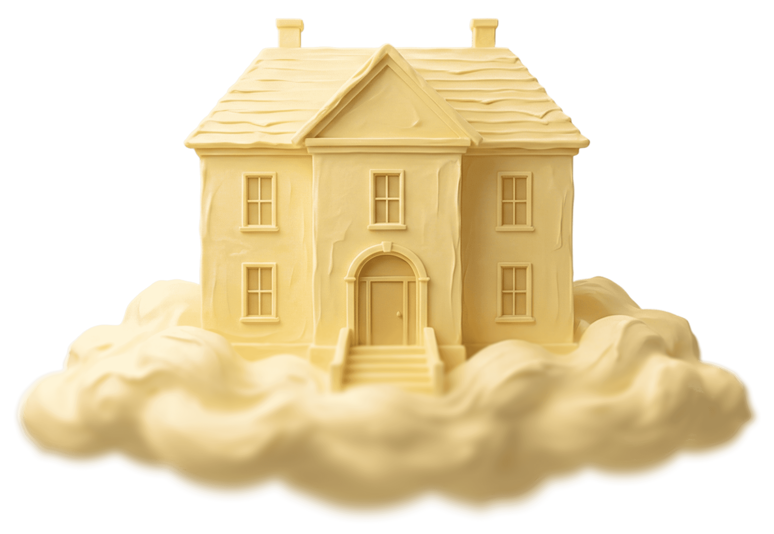 Golden house floating on clouds